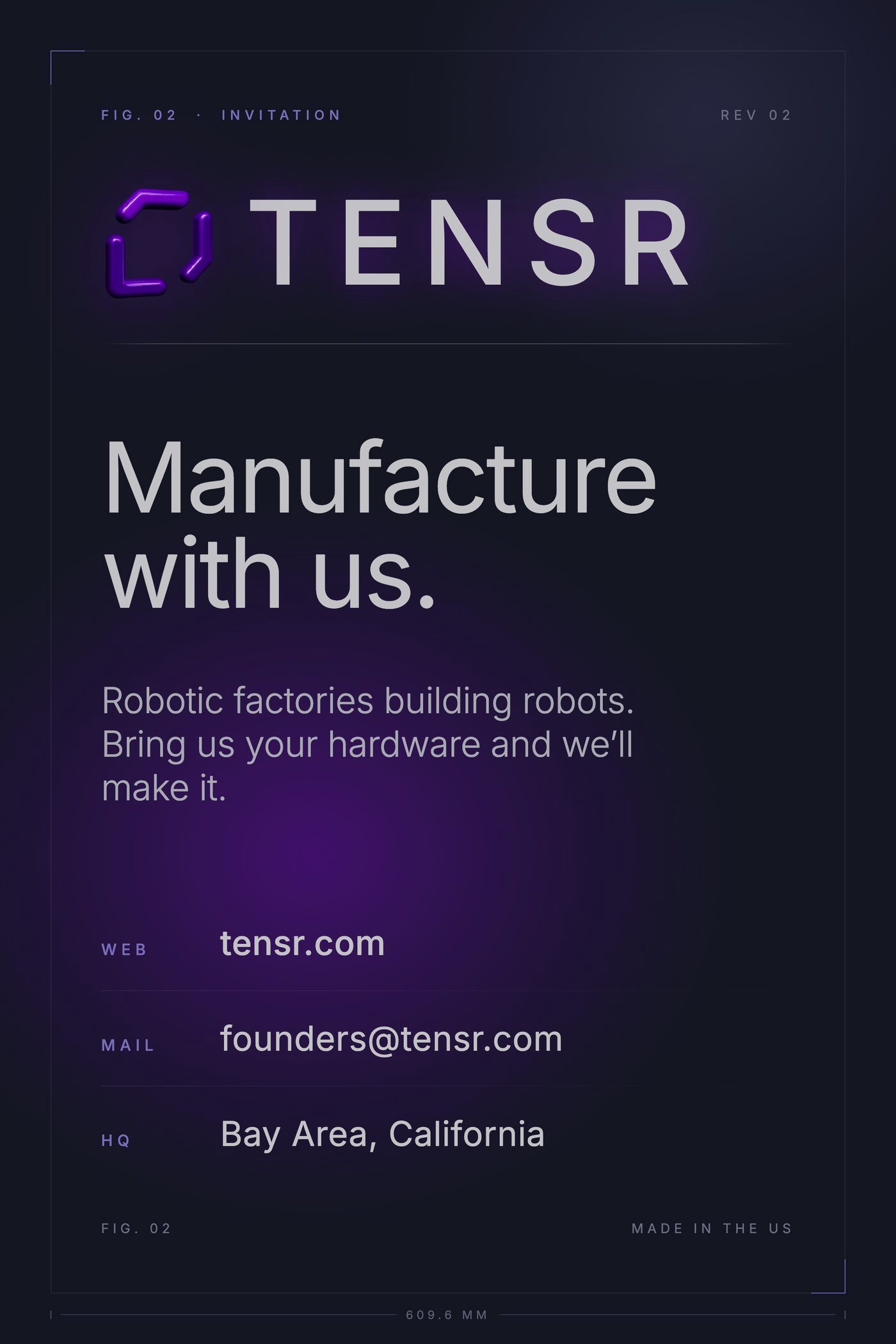 Manufacture with us poster: the booth invitation, Tensr, Bay Area, California